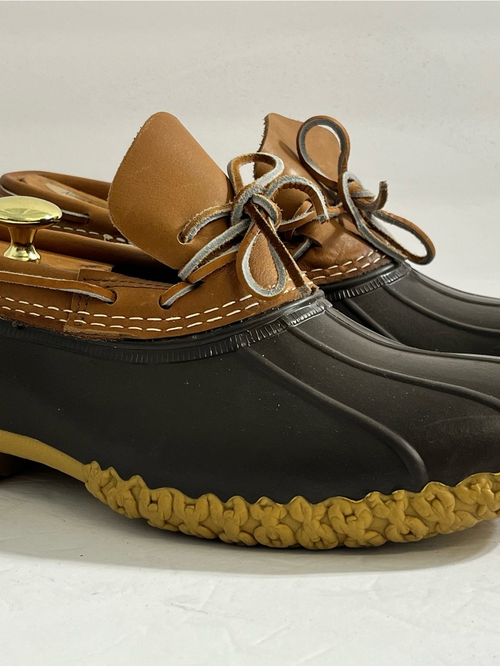 LLBean brown and Black Duck-Style Slip-On Rain Loafers